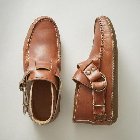 Baleríny Zarusova s leopardím vzorem - kožený pásek s přezkou