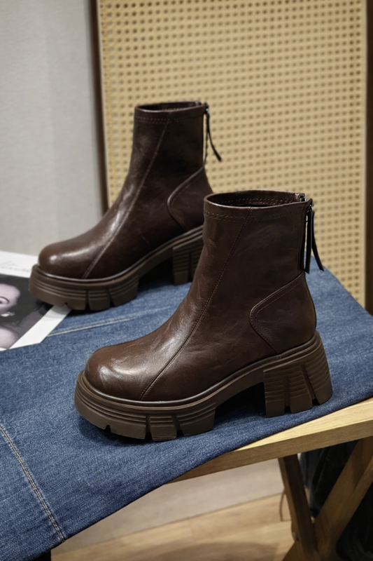 Zarusova úzké kozačky - měkká umělá kůže, střední podpatek