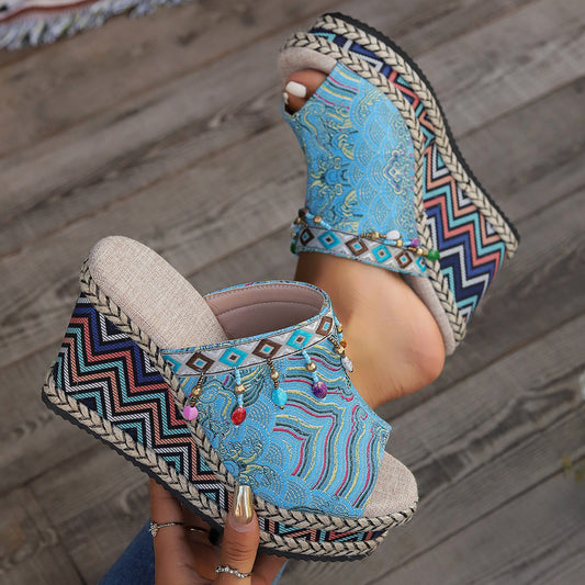 Sandály na platformě Zarusova - otevřená špička, bohémská inspirace